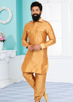 2 Pc Multicolor Dupion Silk Kurta Pajama Set - Indian Silk House Agencies
