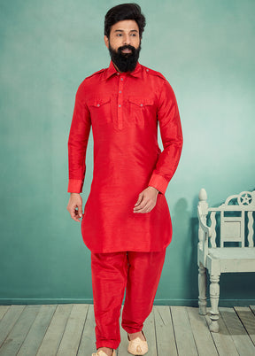 2 Pc Multicolor Dupion Silk Kurta Pajama Set - Indian Silk House Agencies