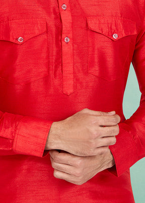 2 Pc Multicolor Dupion Silk Kurta Pajama Set - Indian Silk House Agencies