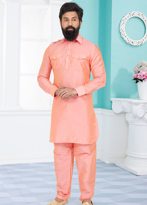 2 Pc Multicolor Dupion Silk Kurta Pajama Set - Indian Silk House Agencies