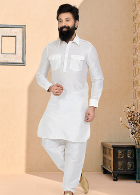 2 Pc Multicolor Dupion Silk Kurta Pajama Set - Indian Silk House Agencies