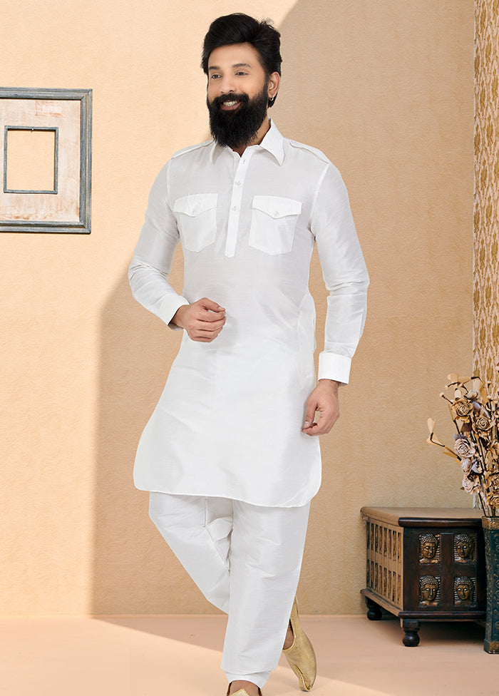2 Pc Multicolor Dupion Silk Kurta Pajama Set - Indian Silk House Agencies