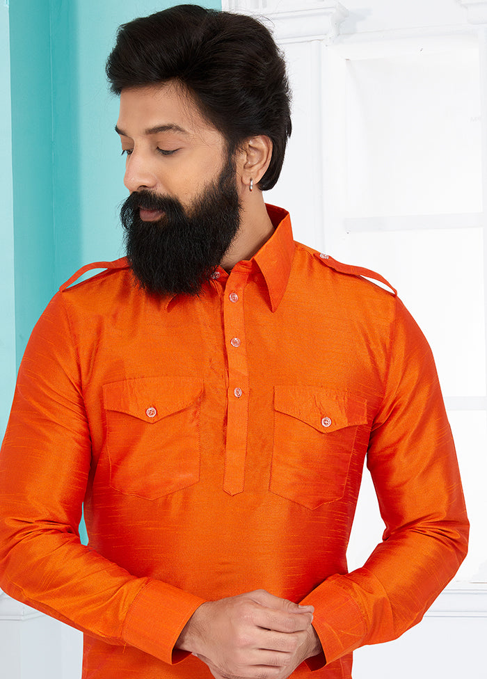 2 Pc Multicolor Dupion Silk Kurta Pajama Set - Indian Silk House Agencies