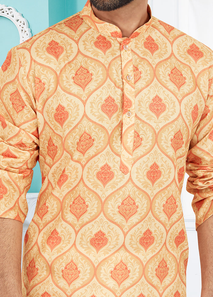 2 Pc Cream Cotton Kurta And Pajama Set - Indian Silk House Agencies
