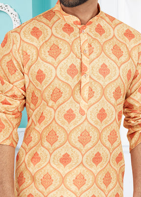 2 Pc Cream Cotton Kurta And Pajama Set - Indian Silk House Agencies