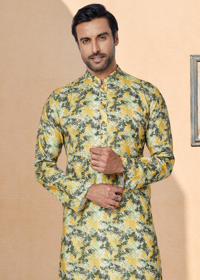 2 Pc Green Cotton Kurta And Pajama Set - Indian Silk House Agencies