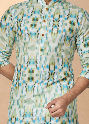 2 Pc Green Cotton Kurta And Pajama Set - Indian Silk House Agencies