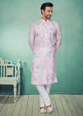 2 Pc Purple Dupion Silk Kurta And Pajama Set - Indian Silk House Agencies