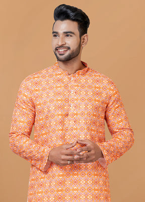 2 Pc Orange Cotton Kurta Pajama Set - Indian Silk House Agencies