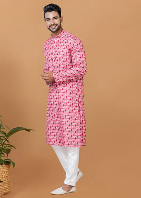 2 Pc Light Pink Cotton Kurta Pajama Set - Indian Silk House Agencies