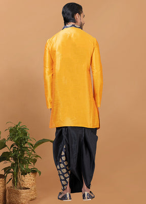 2 Pc Orange Silk Kurta Pajama Set - Indian Silk House Agencies