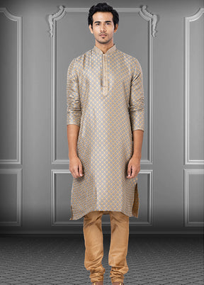 2 Pc Multicolor Dupion Silk Kurta Pajama Set - Indian Silk House Agencies