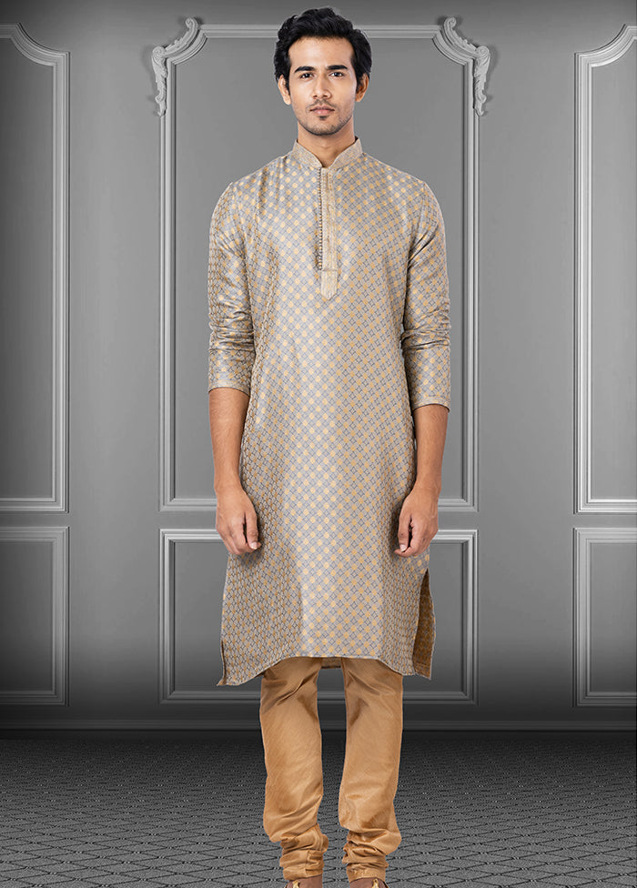 2 Pc Multicolor Dupion Silk Kurta Pajama Set - Indian Silk House Agencies