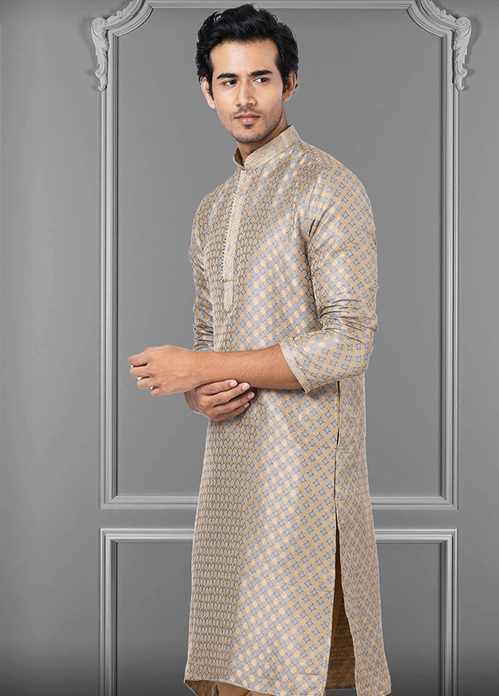 2 Pc Multicolor Dupion Silk Kurta Pajama Set - Indian Silk House Agencies