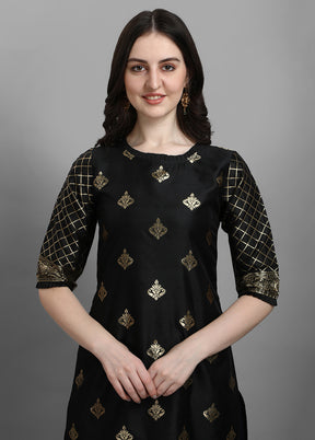 3 Pc Black Readymade Cotton Dupatta Suit Set