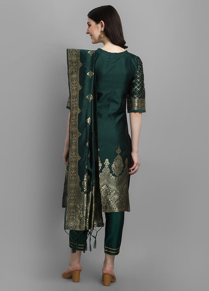 3 Pc Green Readymade Cotton Dupatta Suit Set