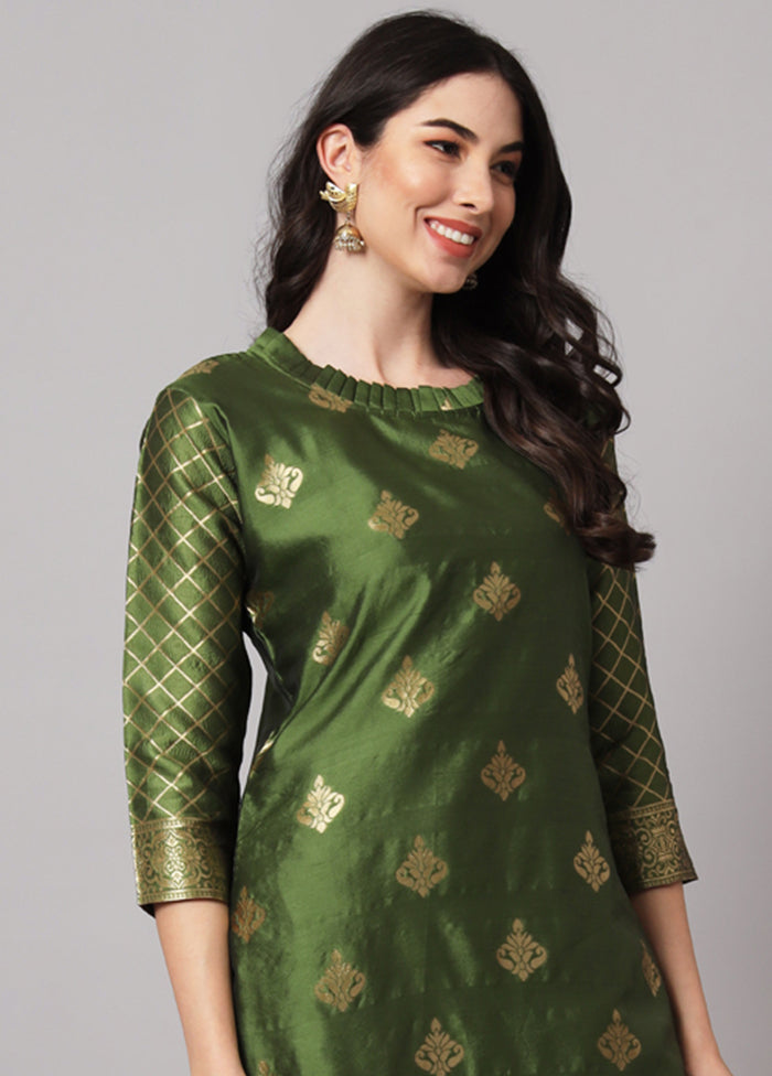 3 Pc Mehendi Readymade Cotton Dupatta Suit Set