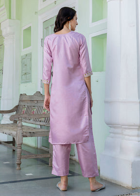 3 Pc Lavender Readymade Silk Dupatta Suit Set