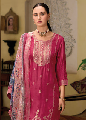 3 Pc Red Readymade Viscose Dupatta Suit Set