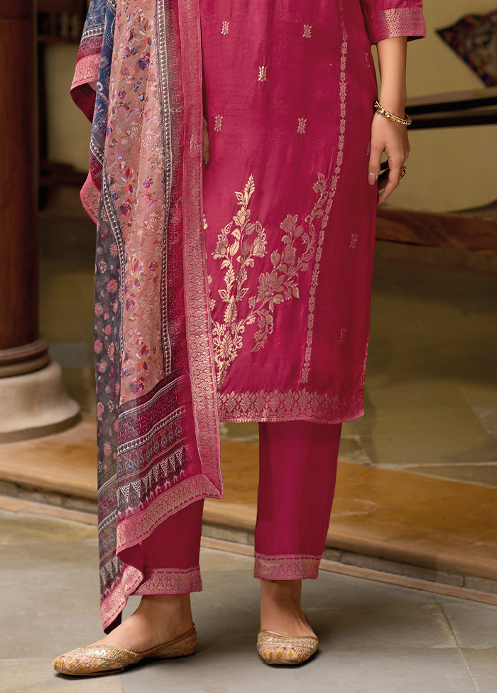 3 Pc Red Readymade Viscose Dupatta Suit Set