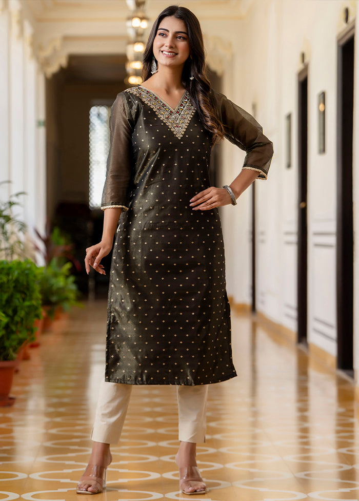 Black Readymade Silk Kurti