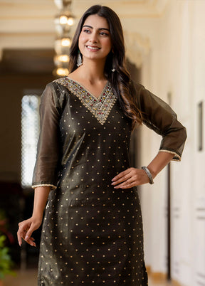 Black Readymade Silk Kurti