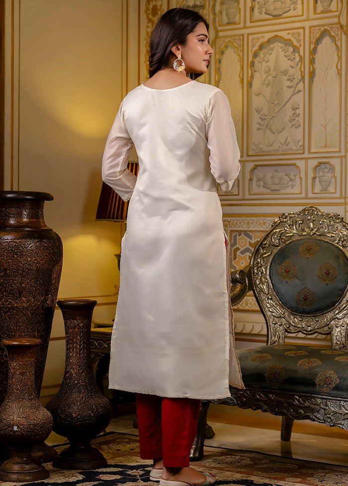 White Readymade Silk Kurti