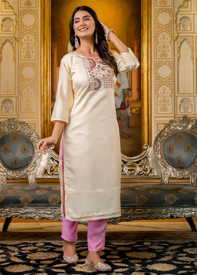 White Readymade Silk Kurti
