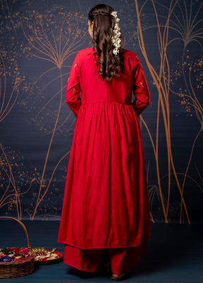 3 Pc Pink Readymade Silk Dupatta Suit Set