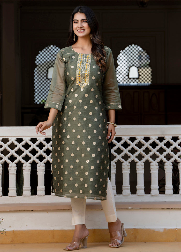 Green Readymade Silk Kurti