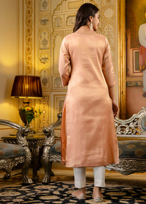 Peach Readymade Silk Kurti