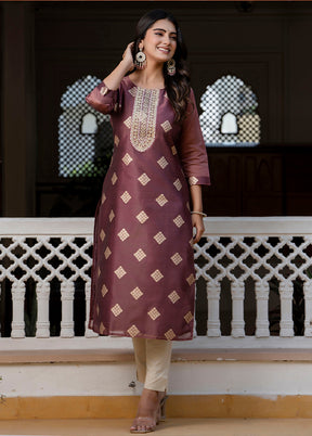 Purple Readymade Silk Kurti