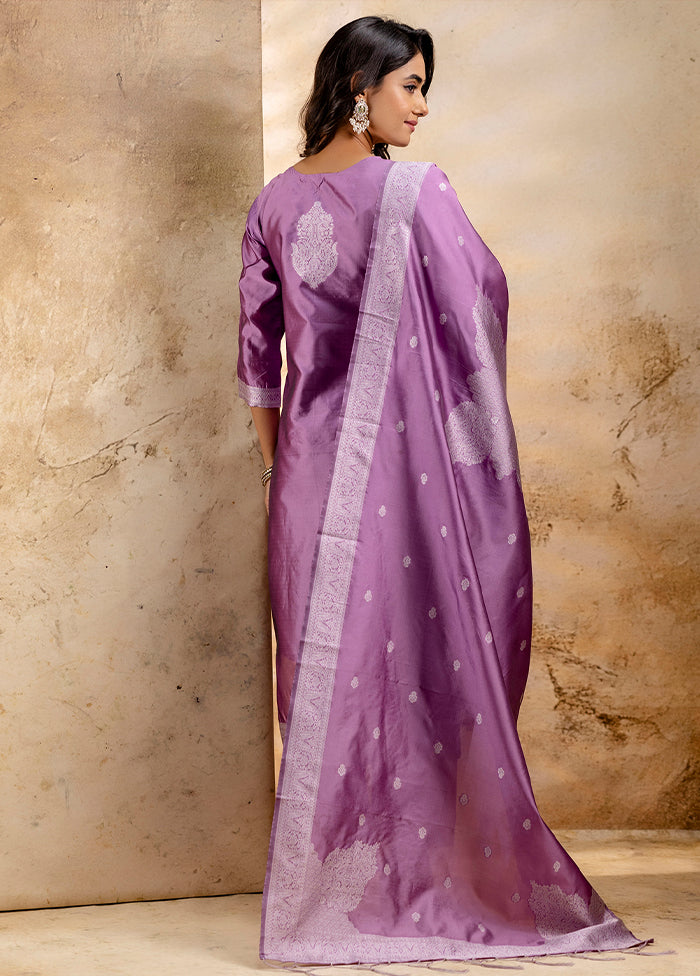 3 Pc Lavender Readymade Cotton Dupatta Suit Set