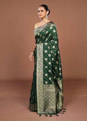 Green Dupion Silk Saree With Blouse Piece
