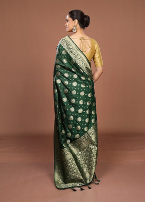 Green Dupion Silk Saree With Blouse Piece