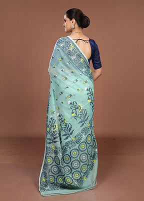 Green Jamdani Cotton Saree Without Blouse Piece