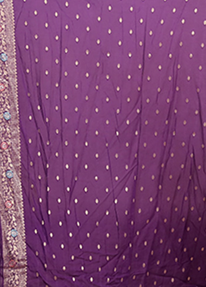 Purple Georgette Saree With Blouse Piece