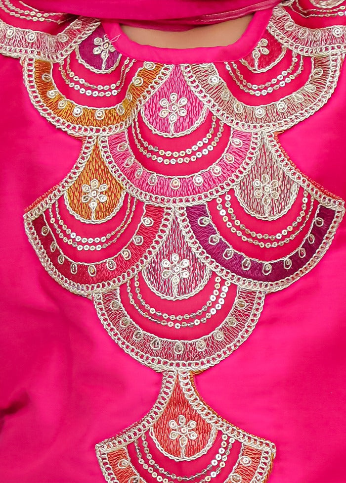 3 Pc Pink Silk Dhoti Set