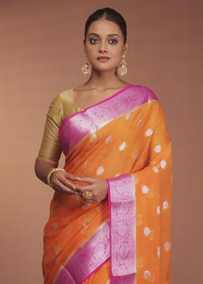 Orange Georgette Saree With Blouse Piece