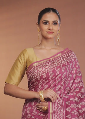 Purple Chanderi Silk Saree With Blouse Piece