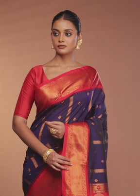 Multicolor Kanjivaram Silk Saree With Blouse Piece