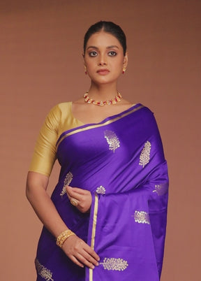 Purple Katan Silk Saree With Blouse Piece