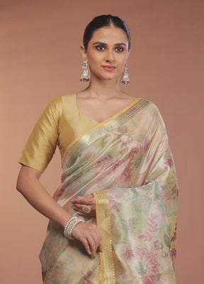 Multicolor Tissue Silk Saree With Blouse Piece