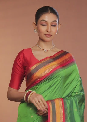 Green Kanjivaram Silk Saree With Blouse Piece