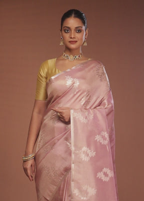 Pink Tissue Silk Saree With Blouse Piece