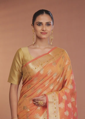 Pink Kora Silk Saree With Blouse Piece
