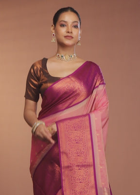 Multicolor Kanjivaram Silk Saree With Blouse Piece