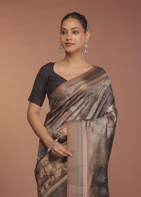 Cream Dupion Silk Saree With Blouse Piece