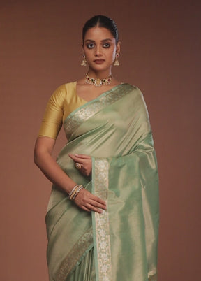 Green Tissue Silk Saree With Blouse Piece