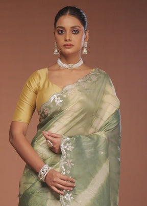 Grey Tissue Silk Saree With Blouse Piece